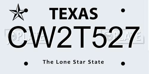 CW2T527 Texas License Plate