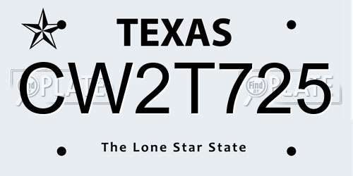 CW2T725 Texas License Plate