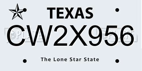 CW2X956 Texas License Plate