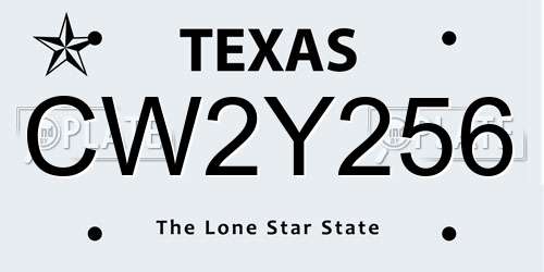 CW2Y256 Texas License Plate