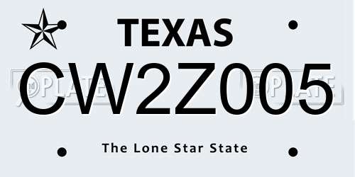 CW2Z005 Texas License Plate