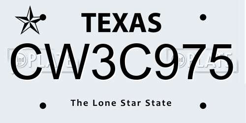 CW3C975 Texas License Plate