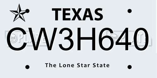 CW3H640 Texas License Plate