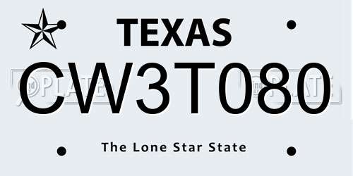 CW3T080 Texas License Plate