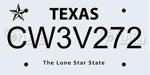 CW3V272 Texas License Plate
