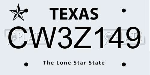 CW3Z149 Texas License Plate