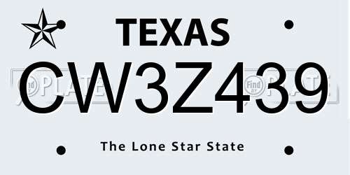 CW3Z439 Texas License Plate