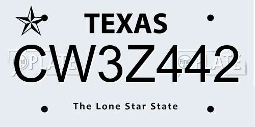 CW3Z442 Texas License Plate
