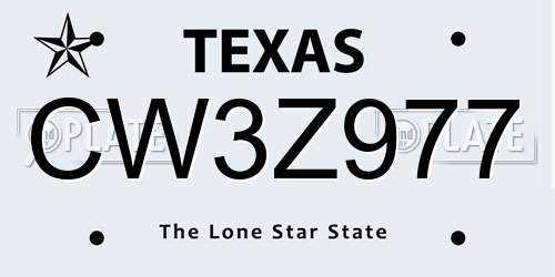 CW3Z977 Texas License Plate