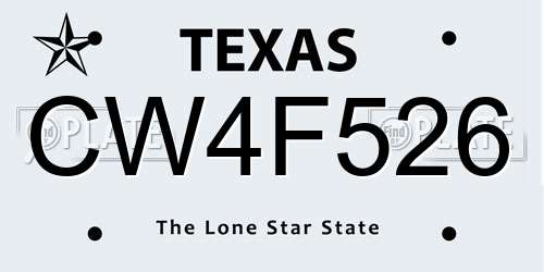 CW4F526 Texas License Plate