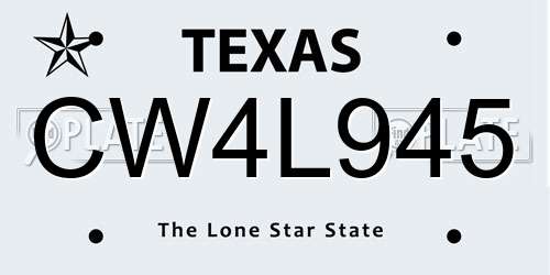 CW4L945 Texas License Plate