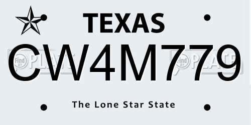 CW4M779 Texas License Plate