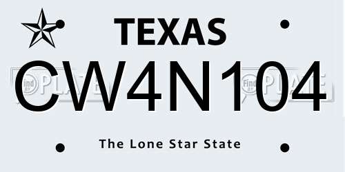 CW4N104 Texas License Plate