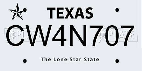 CW4N707 Texas License Plate