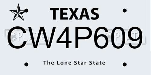 CW4P609 Texas License Plate