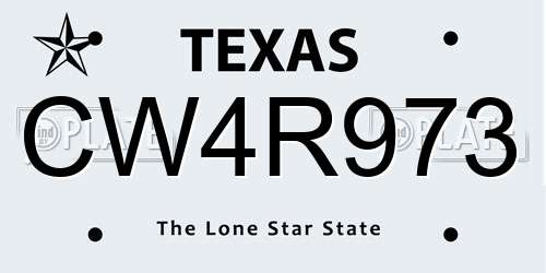 CW4R973 Texas License Plate