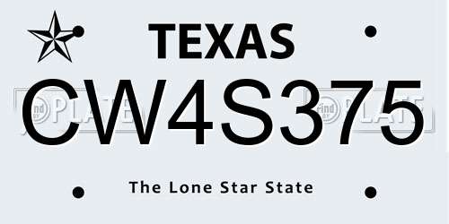 CW4S375 Texas License Plate