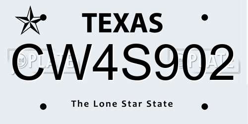 CW4S902 Texas License Plate