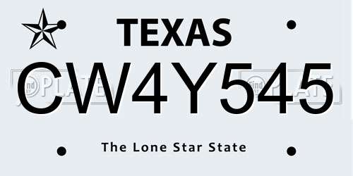 CW4Y545 Texas License Plate