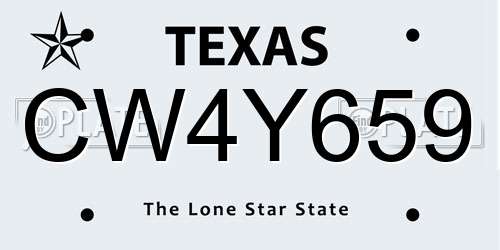 CW4Y659 Texas License Plate
