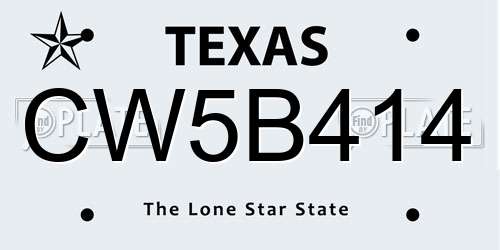 CW5B414 Texas License Plate