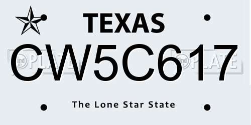 CW5C617 Texas License Plate