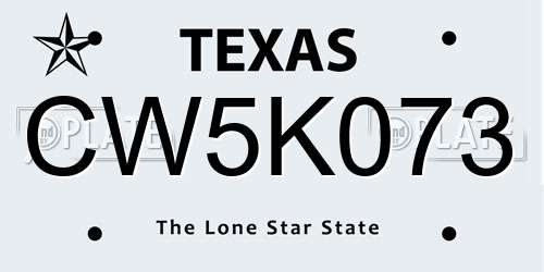 CW5K073 Texas License Plate