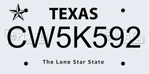 CW5K592 Texas License Plate