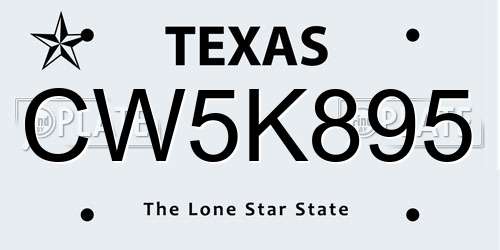 CW5K895 Texas License Plate