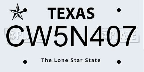 CW5N407 Texas License Plate