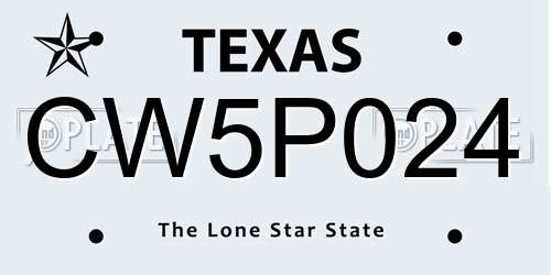 CW5P024 Texas License Plate