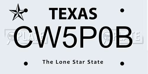 CW5P0B Texas License Plate