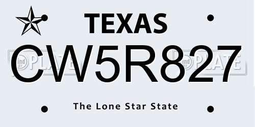 CW5R827 Texas License Plate