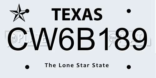 CW6B189 Texas License Plate
