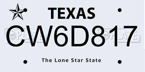 CW6D817 Texas License Plate
