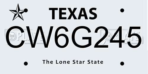 CW6G245 Texas License Plate