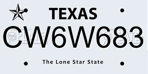 CW6W683 Texas License Plate