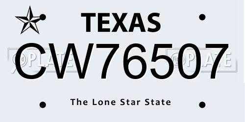 CW76507 Texas License Plate