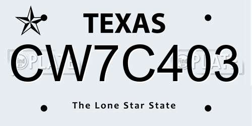 CW7C403 Texas License Plate