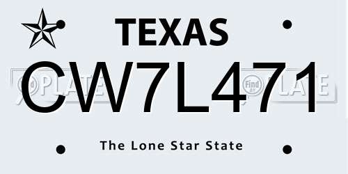 CW7L471 Texas License Plate