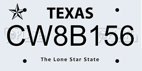 CW8B156 Texas License Plate