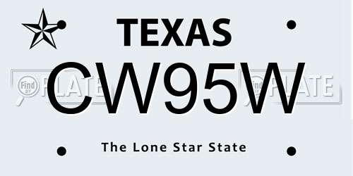 CW95W Texas License Plate
