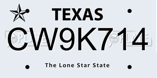 CW9K714 Texas License Plate