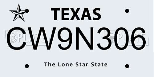CW9N306 Texas License Plate