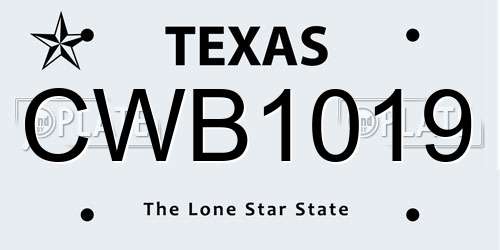CWB1019 Texas License Plate
