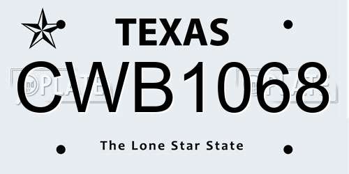 CWB1068 Texas License Plate