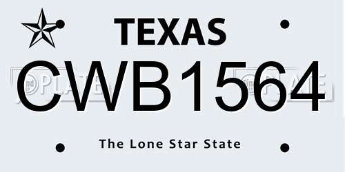 CWB1564 Texas License Plate