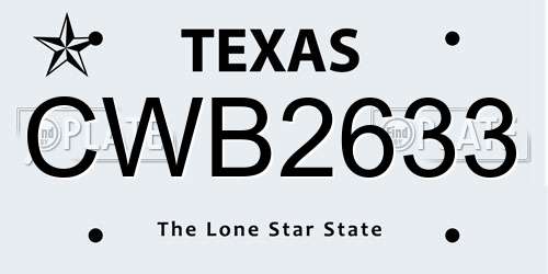 CWB2633 Texas License Plate