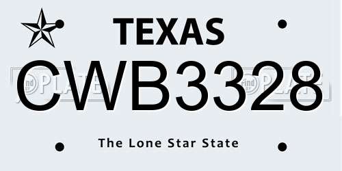 CWB3328 Texas License Plate