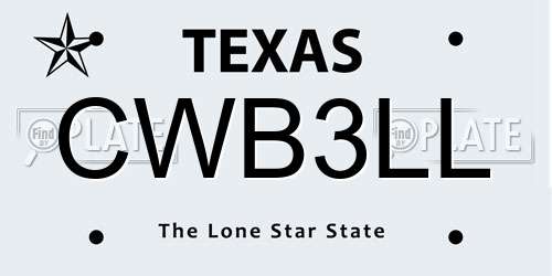 CWB3LL Texas License Plate